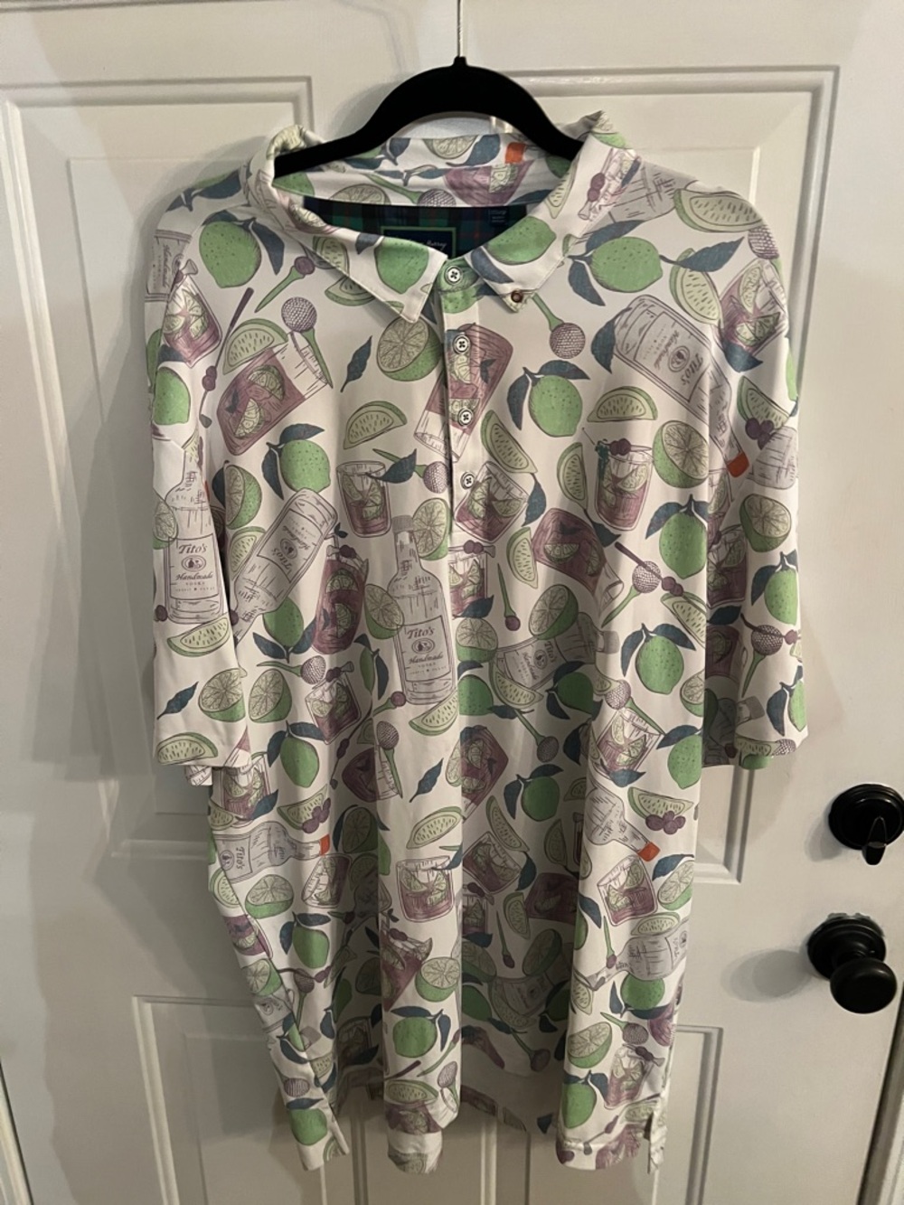 William Murray Golf Men's Polo in White with Green and Purple Lime Print